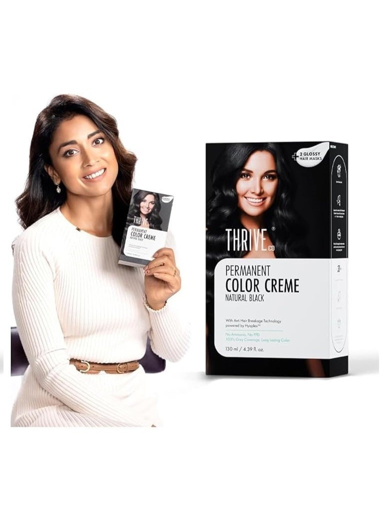ThriveCo Crème Permanent Natural Black Hair Color | 100% Grey Coverage | Hyaplex™️ Bond-Building Technology | Long-Lasting, Damage-Free Color | Ammonia-Free | Nourishing & Anti-Aging Formula, Men & Women ,130 ml (Pack of 2) - Image 3
